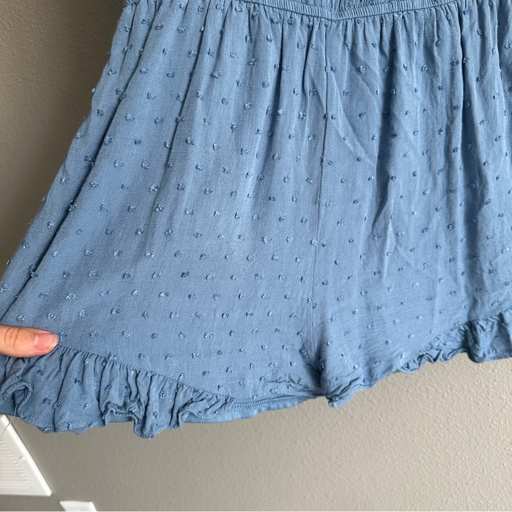 Umgee Blue Textured V Neck Romper Medium - Picture 10 of 14